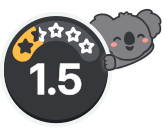 Dete leaning on a health rating badge showing 1.5 out of 5