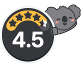 Dete leaning on a health rating badge showing 4.5 out of 5