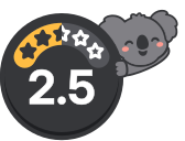 Dete leaning on a health rating badge showing 2.5 out of 5