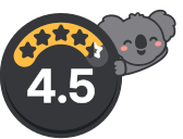 Dete leaning on a health rating badge showing 4.5 out of 5