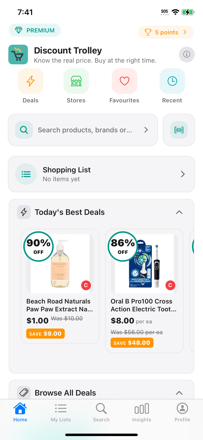 Home in Discount Trolley, ready to open Today's Best Deals while you still have signal.