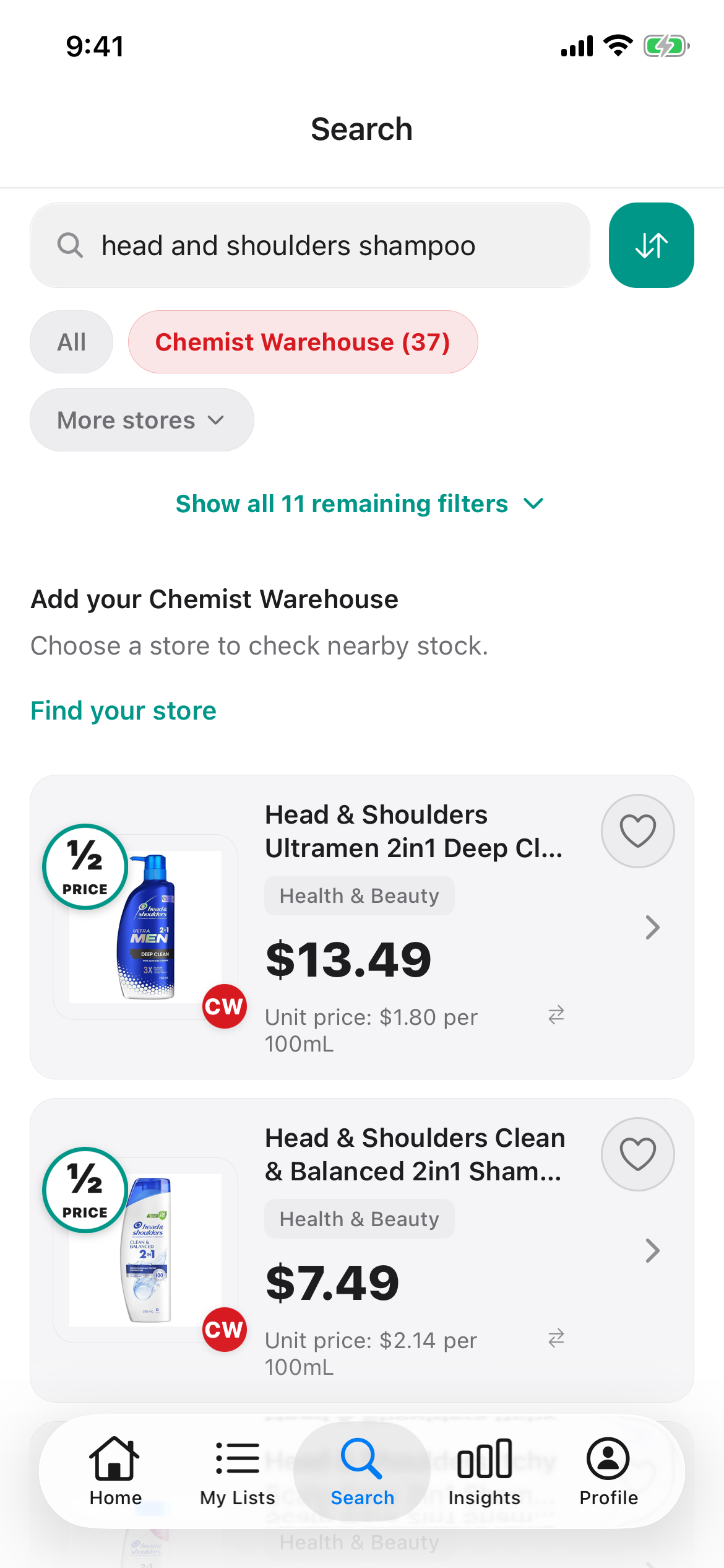 Head and Shoulders at Chemist Warehouse in Discount Trolley on 30 October 2026: Ultramen 2in1 Deep Clean 750mL at 13 dollars 49 and Clean and Balanced 2in1 350mL at 7 dollars 49.