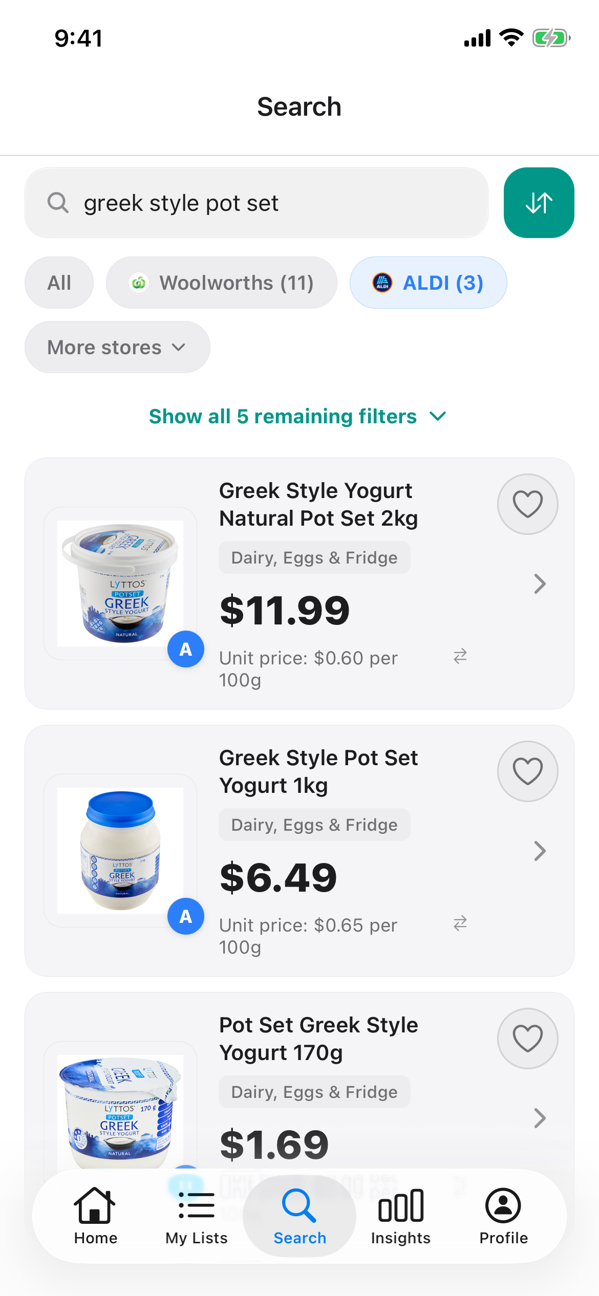 Greek style pot set yogurt at ALDI in Discount Trolley on 31 October 2026: Natural Pot Set 2kg at 11 dollars 99, or 60 cents per 100g, and Pot Set 1kg at 6 dollars 49, or 65 cents per 100g.